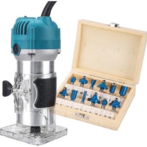 800W 30000rpm Woodworking Electric Trimmer Wood Milling Engraving Slotting Trimming Machine Hand Carving Machine Wood Router