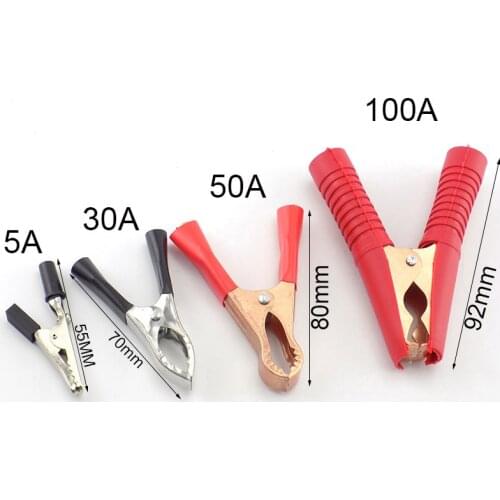 5A/30A/50A/100A Electrical Alligator Clips car Battery Clamps For Car Test Probe Crocodile Clip Connector Electrical DIY Tools