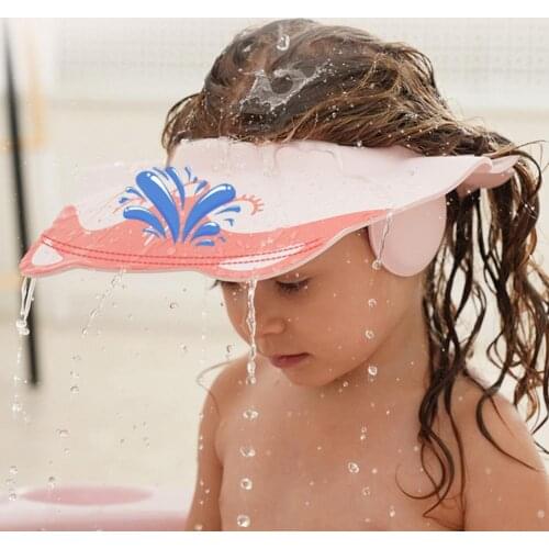 Shower Hat 4 Adjustable Fasteners Moisture-proof EVA Baby Showering Caps Skin-friendly Shampoo Shield Practical Ear Protection