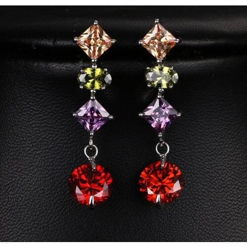 Emmaya Hot Sell Colorful Earrings Stud with AAA Multi Color Austrian Cubic Zircon Earrings for Girls