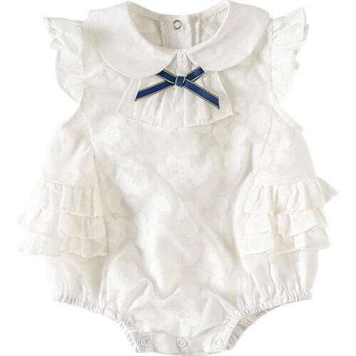 Vlinder Baby Clothes Baby Girl Rompers Newborn Clothes Striped Bodysuits Cotton Short Sleeves Rompers Infant Clothes 0-24M