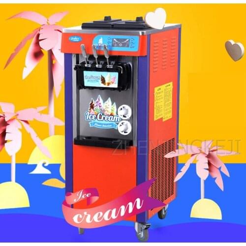 220V Commercial Ice Cream Maker Three Colors And Three Heads Fruit Dessert Machine Sweet Cone Milk Tea Shop Freezing Equipment