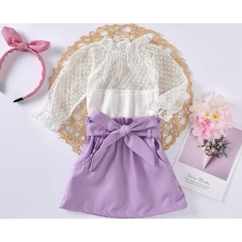 Girls Clothes Set Baby Lace White Tops Solid Skirts Girl Clothing 2PCS Outfits Toddler Children Sets1