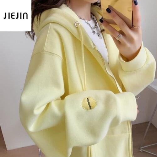 Korean Loose Hoodie Zipper Sweatshirt Women Retro Student Girl Top Harajuku Long-sleeved Embroidered Japanese Kawaii Tops Teen