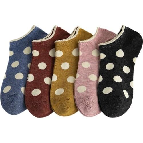 Summer and Spring Korean Thin Skin Socks for Girls Dot Low-cut Ankle Socks