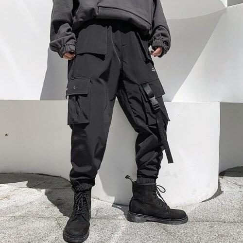 Men Streetwear Pants 2021 New Overalls Mens Hip Hop Ribbon Casual Jogger Black Sweatpants Ins Sweatpants Oversized 5XL