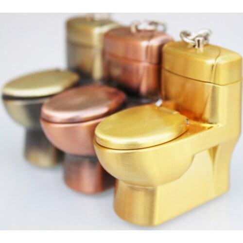 New Butane Lighter Creative Compact Funny Toys Toilet Gas Lighter Key Chain Inflated Toilet Bowl Key Chain Lighter Bar Metal