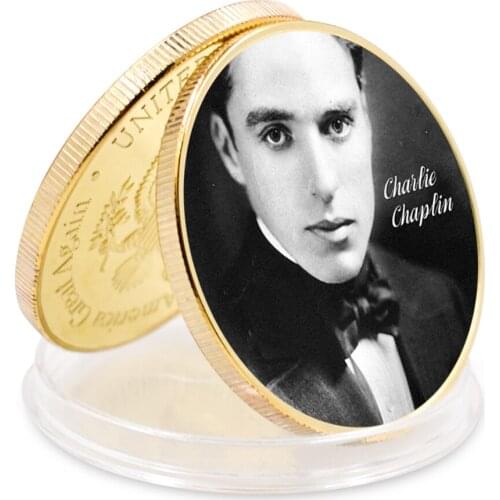 New Year Gift 2021 Art Craft Gift Charlie Chaplin Gold Plated Art Ornament Challenge Coin Business Coin