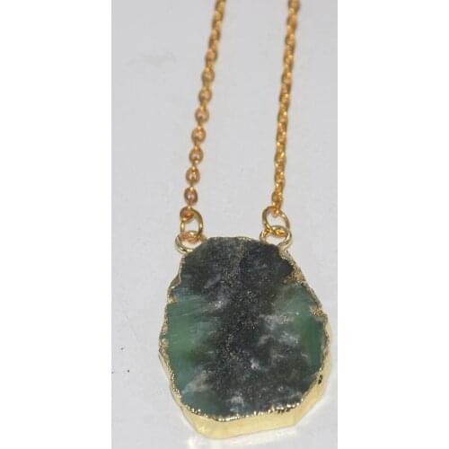 Natural Jewelry Slice Raw Chrysoprase Irregular connector chain necklace femme 2019 Australia stone necklace for women as gifts