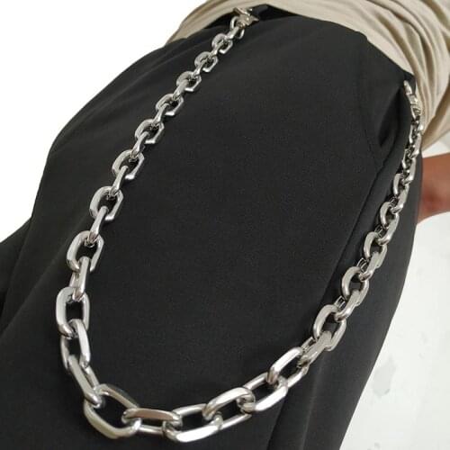 Punk Hip-hop Trendy leather Belts Waist Chain Male Pants Chain Men women Jeans Silver Metal Clothing Accessories