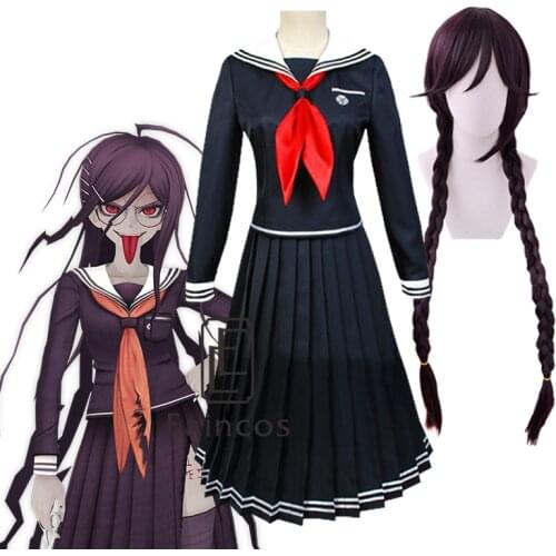 Anime Danganronpa Dangan-Ronpa 2 Toko Fukawa Cosplay Costume Wig School Uniform Girls JK Sailor Top Skirt