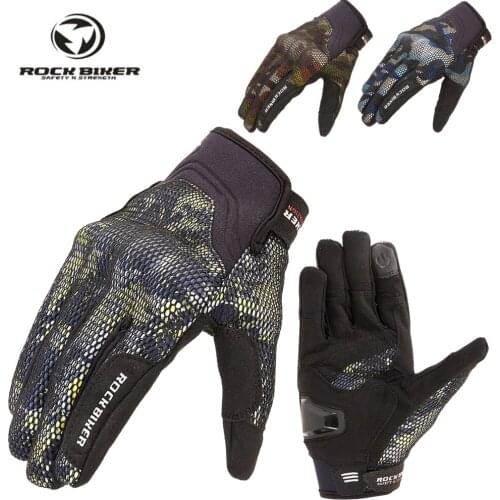 Breathable Mesh Motorcycle Gloves Touch Function Perforated Ventilation Motocross Gloves MTB Bike Gloves Summer Scooter Moto