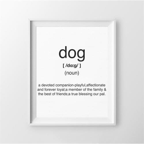 Dog Definition Poster Canvas Painting Inspiration Print Wall Art Picture for Living Room Interior Home Decor Motivation