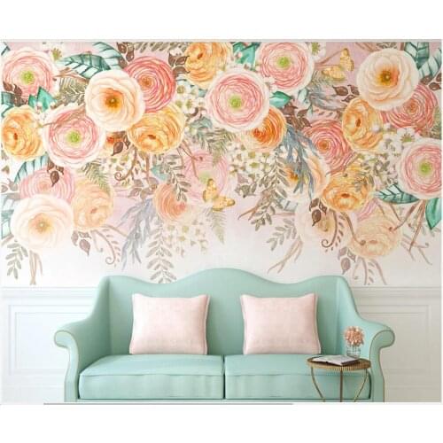 Custom mural on the wall 3d wallpaper Hand painted watercolor idyllic romantic flower home decor photo wallpaper for living room
