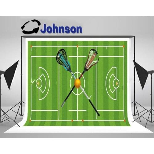 Realistic Lacrosse Field Crossed Sticks Ball backdrops High quality Computer print wall background