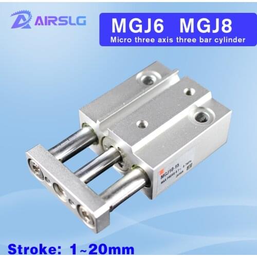 SMC type MGJ6 MGJ8 Miniature Guide Rod Cylinder Built in magnet Stroke 1-20mm Double acting air pneumatic cylinder D-F8BL -F8NL