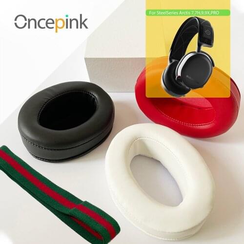 Oncepink Replacement EarPads Headband For SteelSeries Arctis 7,7H,9,9X,PRO Headphone Ear Cushion Repair Parts Earphones