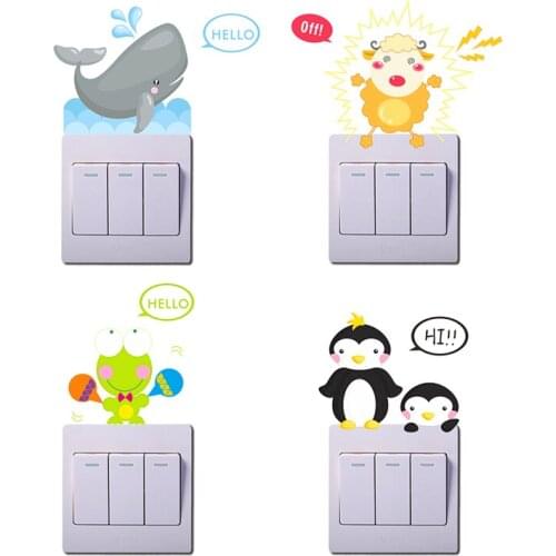 Funny 10 designs animals diy switch stickers kids room cup computer mobile phone decor art pvc monkey penguin wall decals