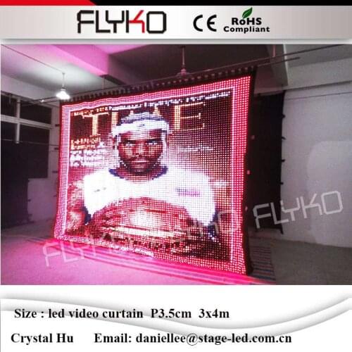 Led video cloth P3.5cm 3x4m led rent video curtain on-time shipment factory price durable display