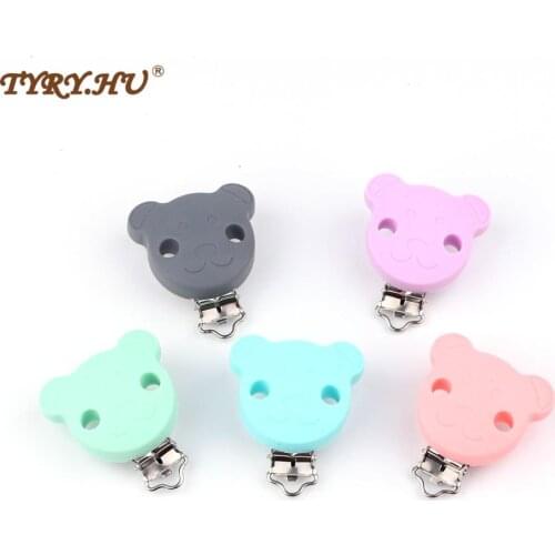 TYRY.HU Cartoon Pacifier Clip Silicone Baby teething Clips DIY Bead Clip Accessories Clip Nipple Clasps Non-toxic Soft
