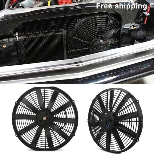 12v Engine Cooling Fan 8" 10" 12" 14" Inch Universal Radiator Fan 80W Slim Pull Push Racing Electric Radiator
