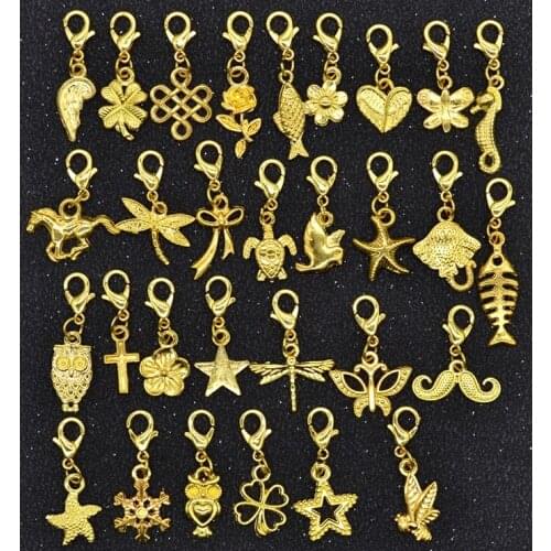 YuenZ 30pcs Mixed Styles Animal Heart Leaf Flower Charms Pendants DIY Jewelry Findings for Necklace Bracelet Making Accessories