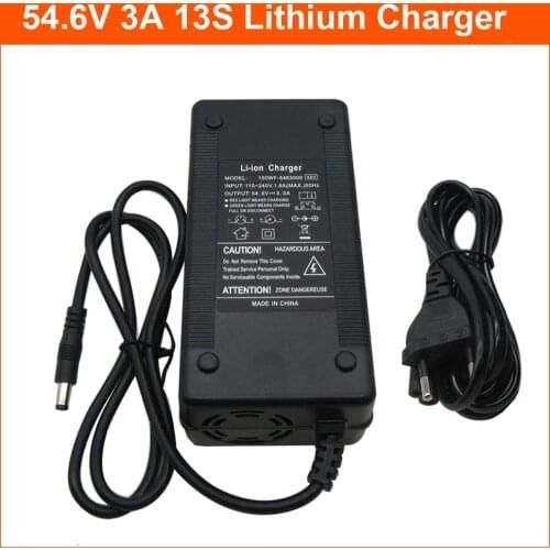 48V Lithium Ebike Charger 54.6V 3A li-ion Charger DC 5.5*2.1 For 13S 48V 15AH 20AH 25AH Electric bike Battery Pack charger