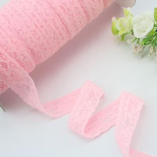 1'' 25mm 10 yards elastic lace trim ribbon embroidered lace fabric stretch elastic ribbon for sewing