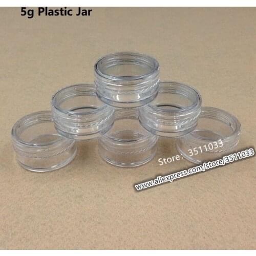 100pcs 5g Round Pot Transparent Plastic Jar Mini Clear Cream Jar Small Smaple Cream Vial Nail Art Decoration Storage Container