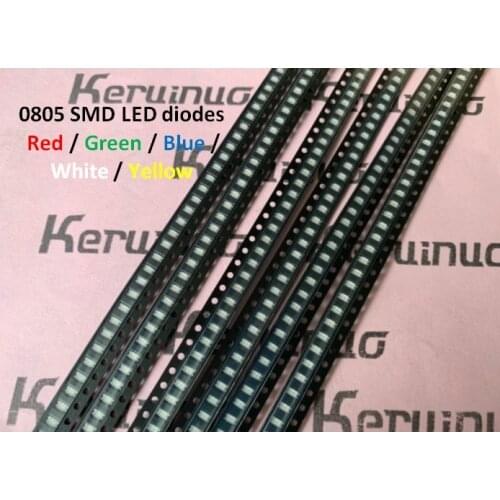 100pcs /lot 0805 LED Diode Assortment SMD LED Diode Kit Green/ RED / White / Blue / Yellow 0805LED