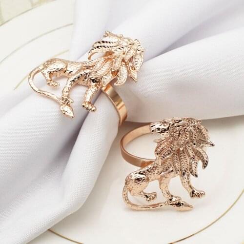 12pcs/lot Hotel Western Tableware Lion Napkin Button Animal Napkin Ring Cloth Ring
