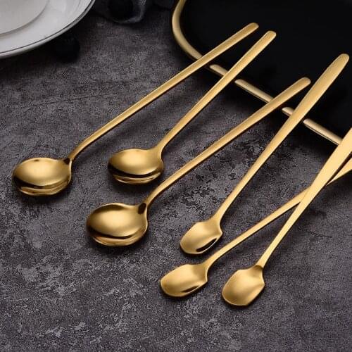 12PCS Coffee Spoon Stainless Steel Long Handle Spoon Dessert Spoon Mixing Spoons Bar Spoon Mixing Tea Milk Spoon