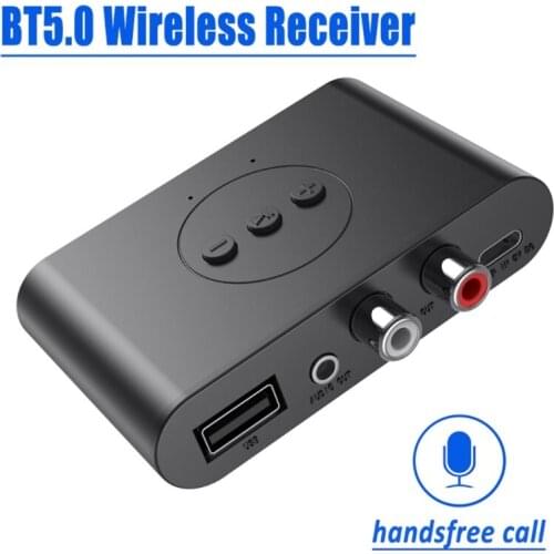 Car Bluetooth 5.0 Receiver Car Kit U Disk 3.5mm AUX Jack Stereo Wireless Adapter Car Audio Transmitter Handsfree Call Auto On
