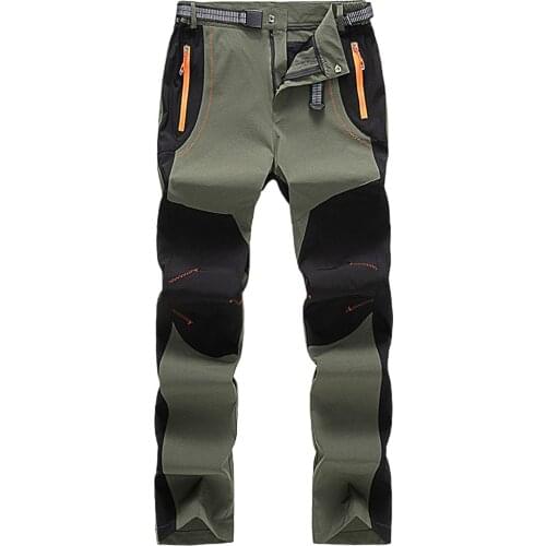 Men Casual Pants Autumn Winter Elastic Waterproof Quick Dry Plush Warm Pants Outdoor Trousers