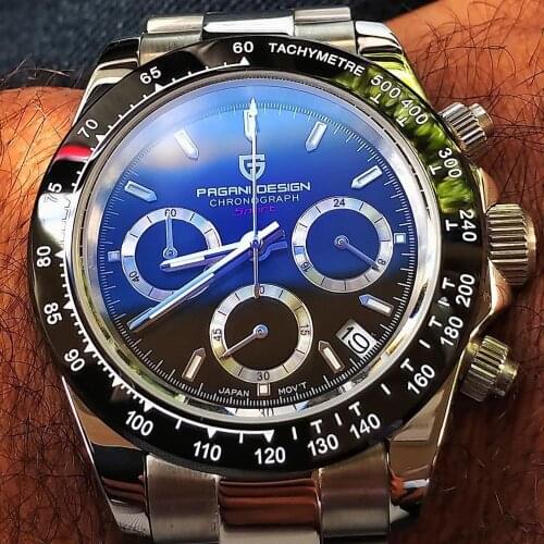 PAGANI Design Brand Luxury Men Watches daytona Black Watch Men Stainless Steel Waterproof Business Sport quartz Wristwatch clock