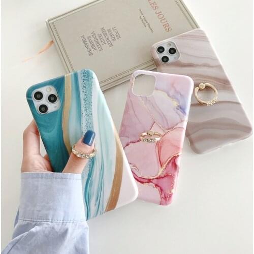 Vintage Marble Phone Case With ring Holder For iPhone 12 Pro Mini 11 Pro Max SE XR XS Max 7 8 Plus Luxury Protection Back Cover