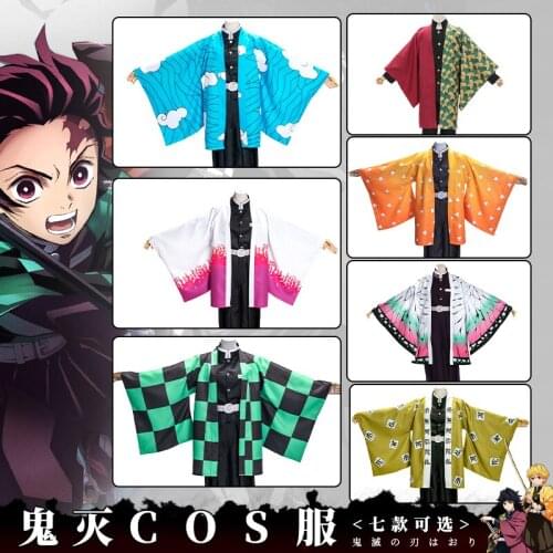 Demon Slayer: Kimetsu no Yaiba Cosplay Costume Demon Slayer Kamado Tanjirou Agatsuma Zenitsu Tomioka Giyuu Haori Men Uniforms