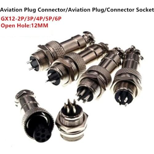GX12 2/3/4/5/6P Pin Male + Female 12mm Aviation Connector Socket Plug