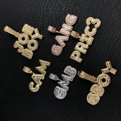 Custom A-Z Baguette Letters Pendant