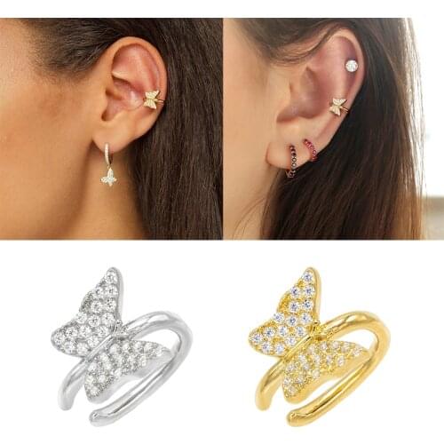 BOAKO Ins Butterfly Ear Cuffs Piercing 2020 Trend Earrings Silver 925 Jewelry Unusual Ear Clips Natural Style Cuffs #19