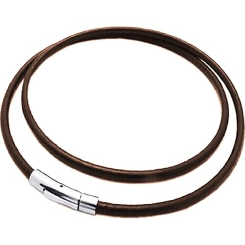 Brown Black Leather Chokers Necklaces For Women Men 2MM/3MM/4MM/5MM Rope Chain Stainless Steel Magnetic Clasp Necklaces Gift