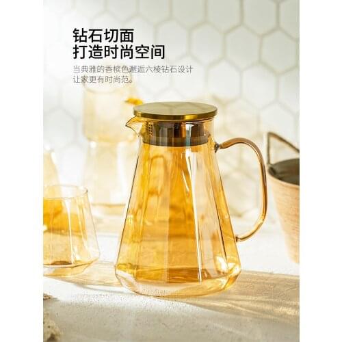 Light luxury art cold water kettle cool water kettle household high temperature resistant glass large capacity water bottle set