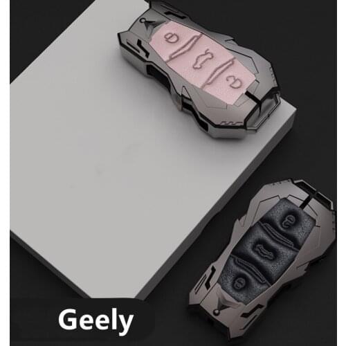 Metal Car Key Case Cover Car Remote Key Case Shell For Geely Atlas Boyue NL3 EmgrandX7 EmgrarandX7 SUV GT GC9 Borui Accessories