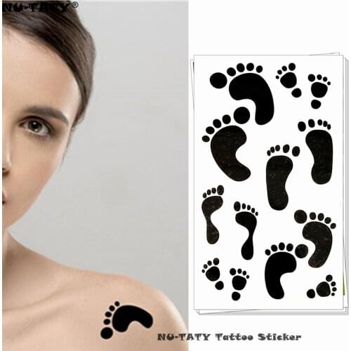 Nu-TATY Cute little black feet Temporary Tattoo Body Art Arm Flash Tattoo Stickers 17*10cm Waterproof Fake Henna Painless Tattoo