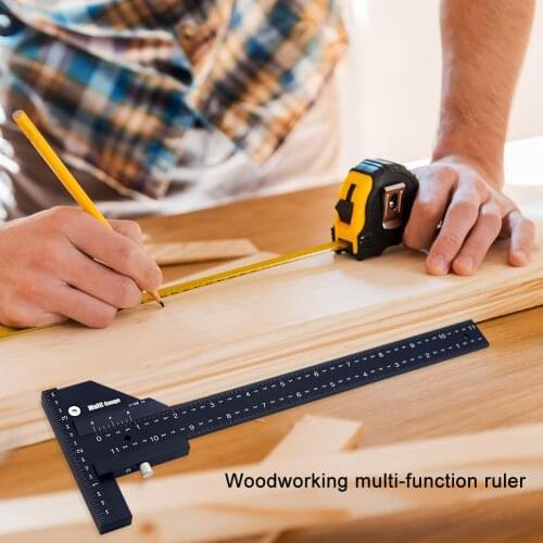 Multifunction Inch MM Woodworking Scriber Gauge Aluminum Steel Measuring Marking Framing Ruler Tool for Carpentry DIY Tools