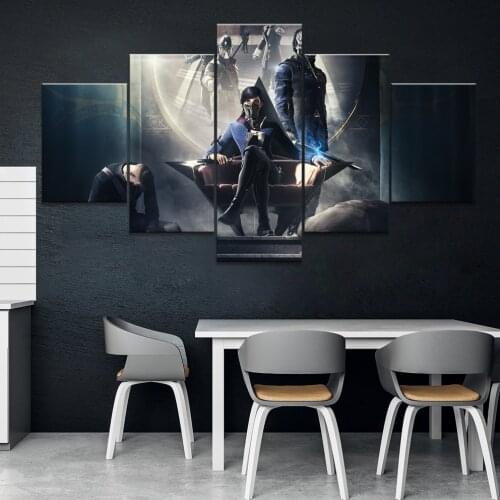 Home Decor Modular Canvas Picture 5 Piece Dishonored 2 GAME throne Painting Poster Wall For Home Canvas Painting Wholesale