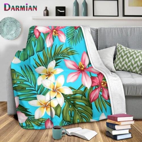 DARMIAN New Throw Blanket Royal Hibiscus Paradise Hawaiia Sofa Bedroom Warm Fleece Blanket Women Summer Travel Single Thin Quilt