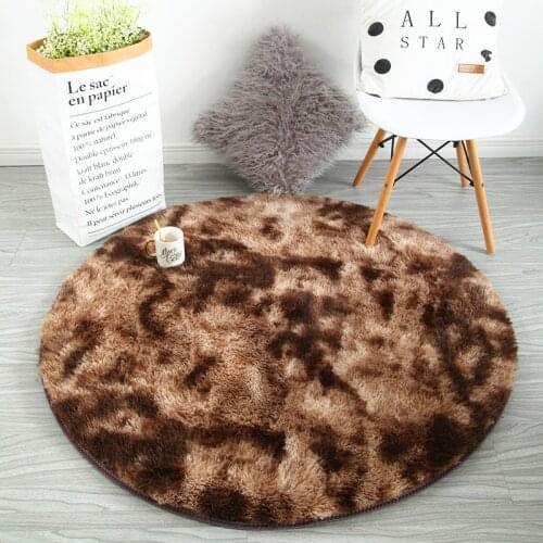 New Arrival living room bedroom round mat Ins net red round tie dyed carpet Nordic long hair rug room bedside blanket