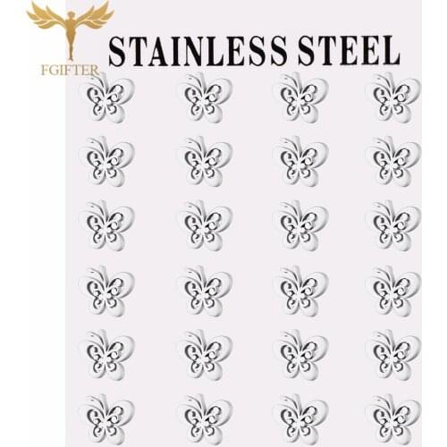 Wholesale Silver Color Hollow Butterfly Earrings Elegant Stainless Steel Women Stud Earrings Fashion Jewelry Accessories