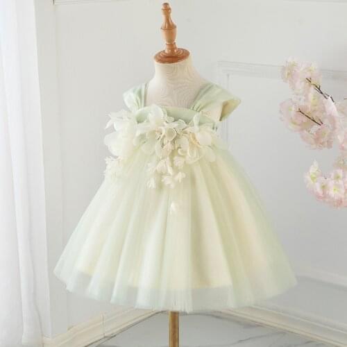 Princess Baby Girs Dress Sling Vestidos Flower Kids Dresses For Girls Elegant 1st Birthday Party Wedding Girls Gowns Lace 1-15T